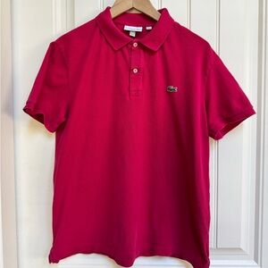 Lacoste Berry Pink Slim Fit Cotton Mesh Polo Shirt. Size XL